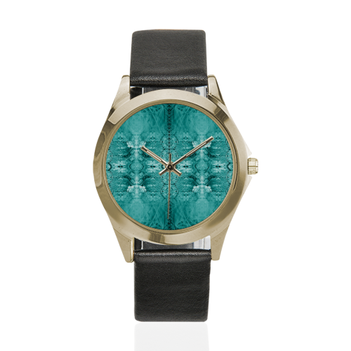 wings blue-10 Unisex Silver-Tone Round Leather Watch (Model 216)