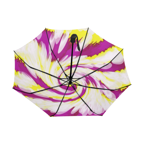 Pink Yellow Tie Dye Swirl Abstract Anti-UV Auto-Foldable Umbrella (Underside Printing) (U06)