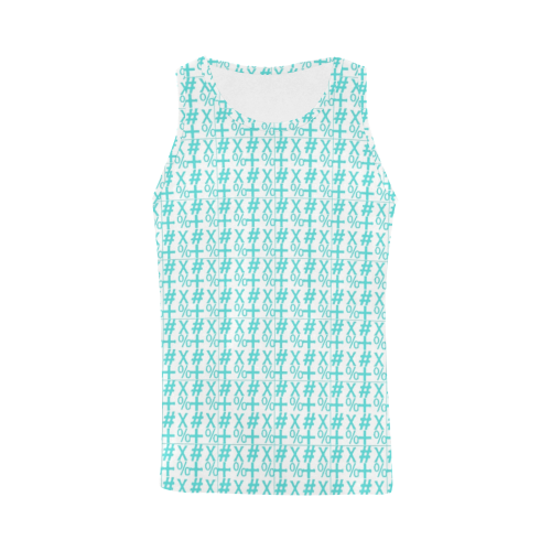 NUMBERS Collection Symbols Teal/White All Over Print Tank Top for Men (Model T43)