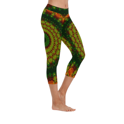 BoHo mandala 3 Women's Low Rise Capri Leggings (Invisible Stitch) (Model L08)