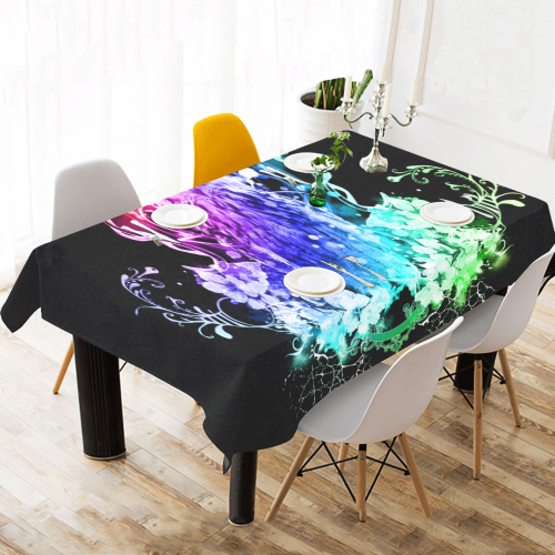 Colorful owl Cotton Linen Tablecloth 60"x 104"