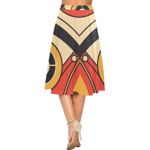 Geo Aztec Bull Tribal Aoede Crepe Skirt (Model D16)
