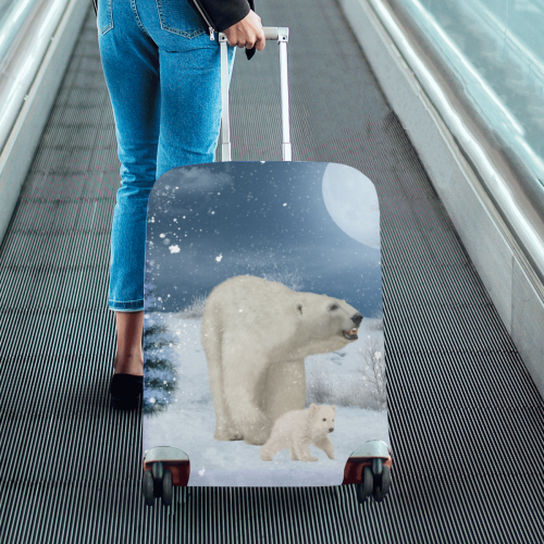 Polar bear mum with polar bear cub Luggage Cover/Medium 22"-25"