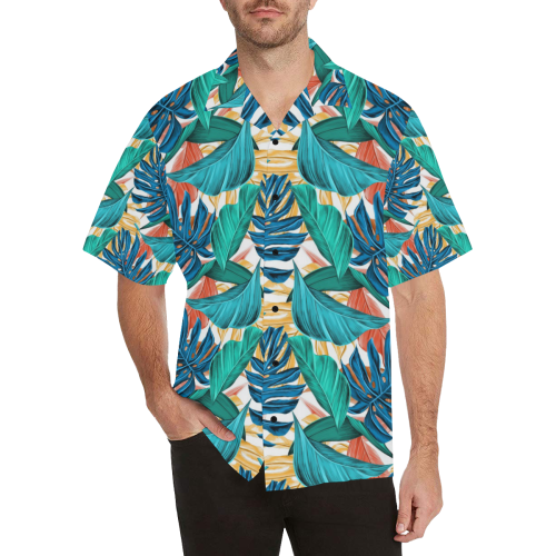 Tropical Jungle Leaves Hawaiian Shirt (Model T58)