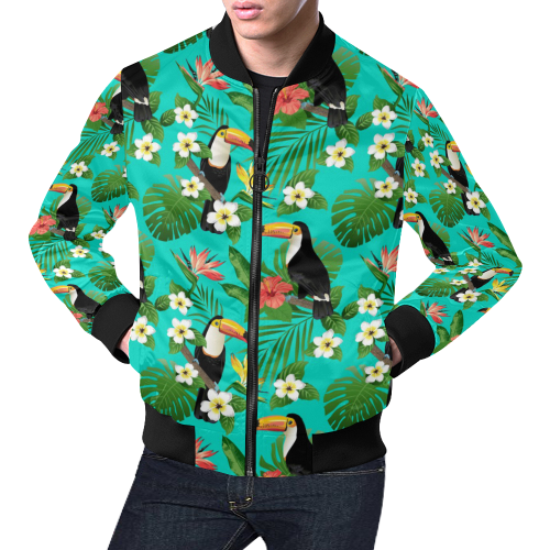 Tropical Summer Toucan Pattern All Over Print Bomber Jacket for Men/Large Size (Model H19)