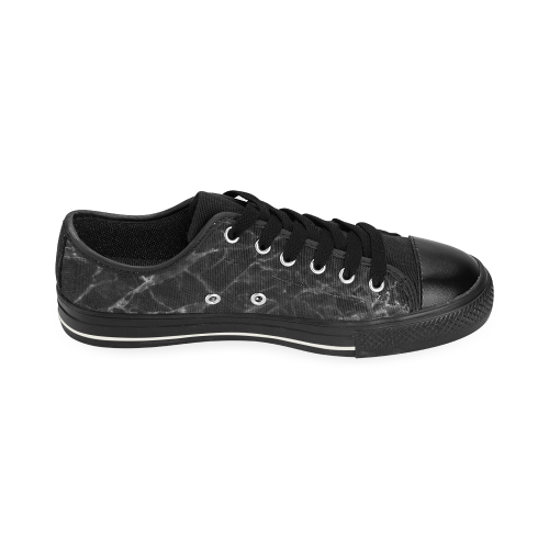 Marble Black Pattern Canvas Women's Shoes/Large Size (Model 018)
