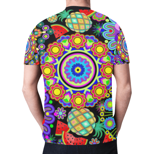 Mandalas and Exotic Fruits Pattern New All Over Print T-shirt for Men (Model T45)