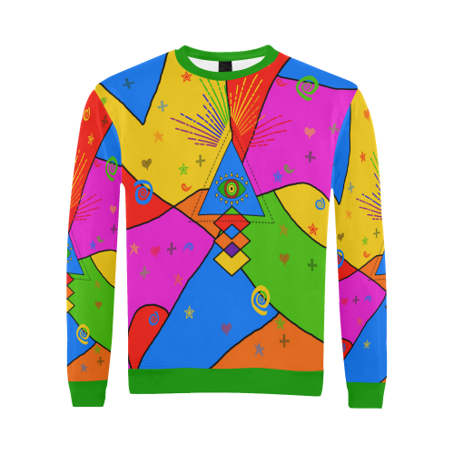 All Seeing Eye Popart All Over Print Crewneck Sweatshirt for Men/Large (Model H18)
