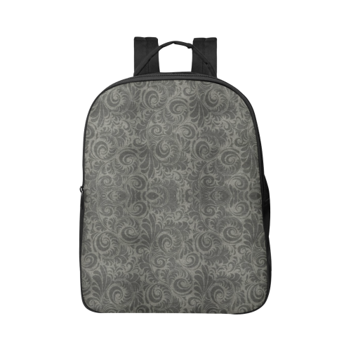 Denim, vintage floral pattern,light brown and grey Popular Fabric Backpack (Model 1683)