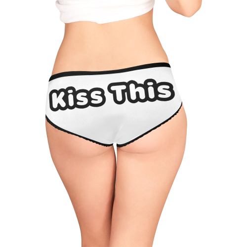 Kiss This Back Black And White Women's All Over Print Girl Briefs (Model L14)