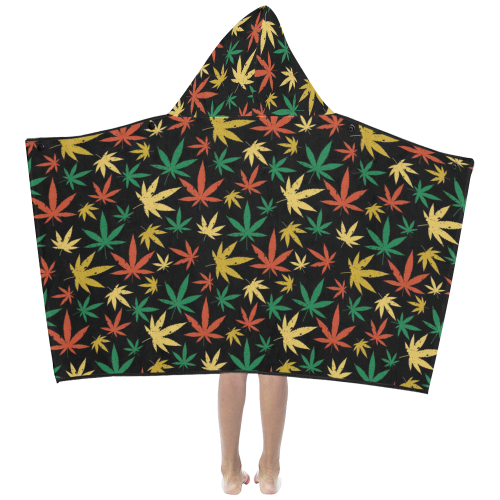 Cannabis Pattern Kids' Hooded Bath Towels