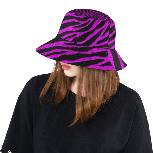 Ripped SpaceTime Stripes - Pink All Over Print Bucket Hat