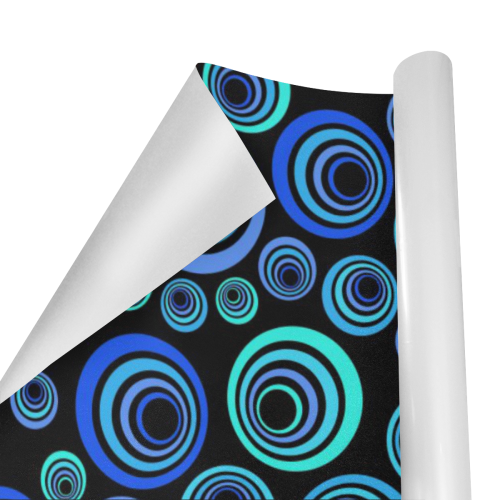 Retro Psychedelic Pretty Blue Pattern Gift Wrapping Paper 58"x 23" (1 Roll)