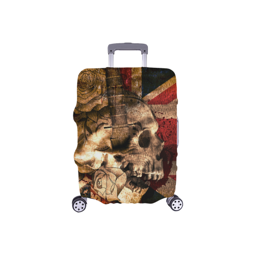 Grunge Skull and British Flag Luggage Cover/Small 18"-21"