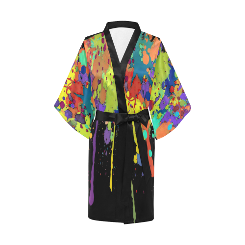 Crazy Multicolored Running Splashes II Kimono Robe