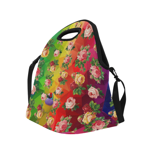 Rainbow Roses with Lovebird Neoprene Lunch Bag/Large (Model 1669)