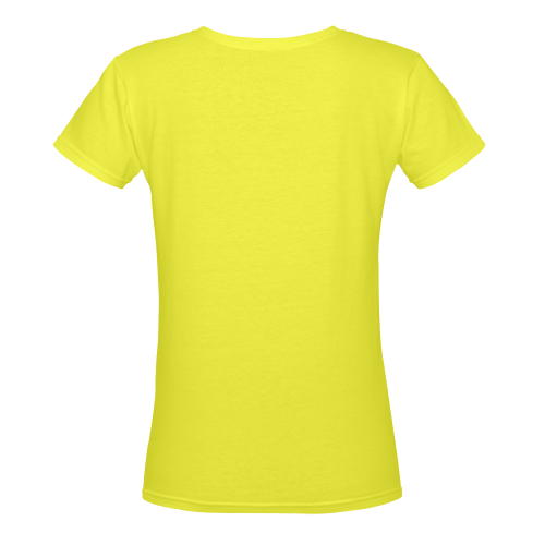 Love Mice Yellow Women's Deep V-neck T-shirt (Model T19)