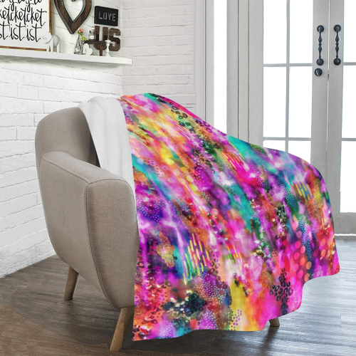 Rainbow Tie Dye Painting Mix Ultra-Soft Micro Fleece Blanket 50"x60"