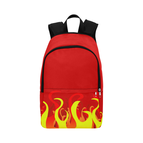 Fire and Flames on Red Fabric Backpack for Adult (Model 1659)