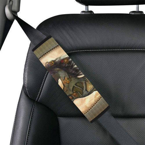 Aweseome steampunk horse, golden Car Seat Belt Cover 7''x10''