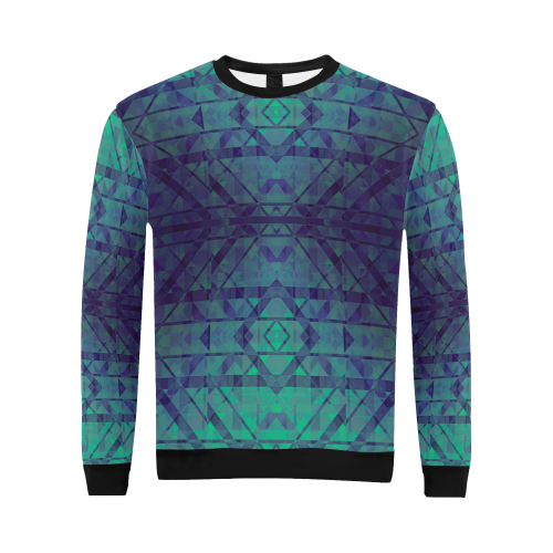 Sci-Fi Dream Blue Geometric design All Over Print Crewneck Sweatshirt for Men (Model H18)