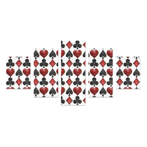 Las Vegas Black and Red Casino Poker Card Shapes Canvas Print Sets B (No Frame)