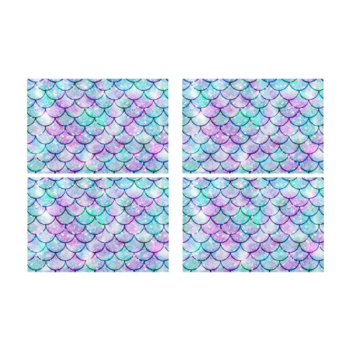 Mermaid SCALES light blue and purple Placemat 12’’ x 18’’ (Four Pieces)