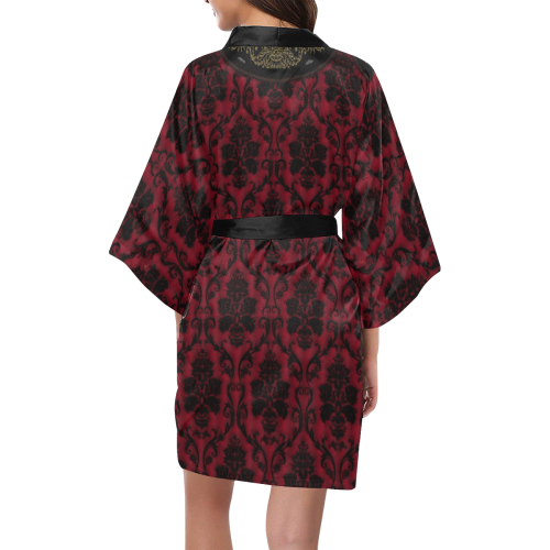 Gothic Victorian Black'n Red Pattern Kimono Robe
