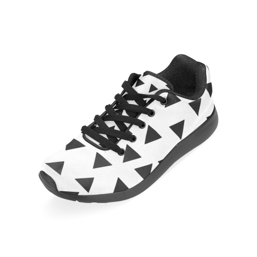 Black ethnic blocks on white Women’s Running Shoes (Model 020)