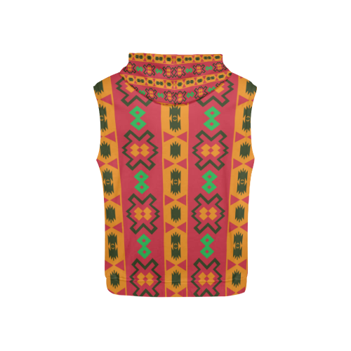 Tribal shapes in retro colors (2) All Over Print Sleeveless Hoodie for Kid (Model H15)
