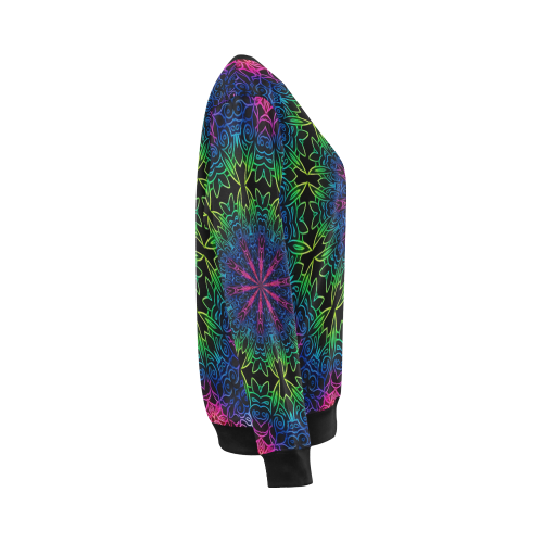 Rainbow Scratch Art Mandala Kaleidoscope Abstract All Over Print Crewneck Sweatshirt for Women (Model H18)