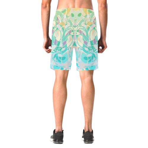Summer Beach Days Abstract * Teal Men's All Over Print Elastic Beach Shorts (Model L20)