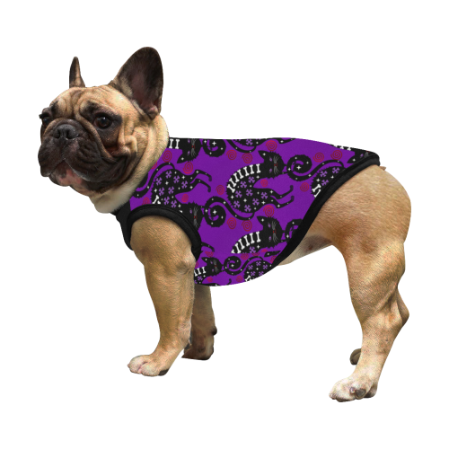 Pussy Halloween in purple dog coat All Over Print Pet Tank Top