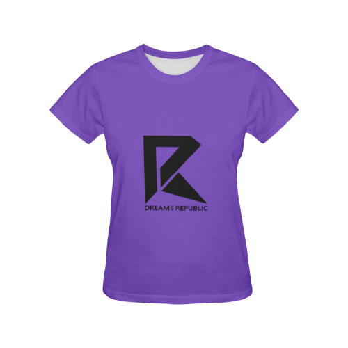 T-Shirt for Women(Purple and Black) All Over Print T-Shirt for Women (USA Size) (Model T40)