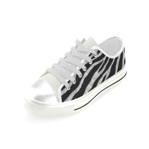 Ripped SpaceTime Stripes - White Low Top Canvas Shoes for Kid (Model 018)