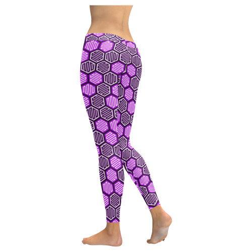 Japanese Chiyogami Pattern - Purple Women's Low Rise Leggings (Invisible Stitch) (Model L05)