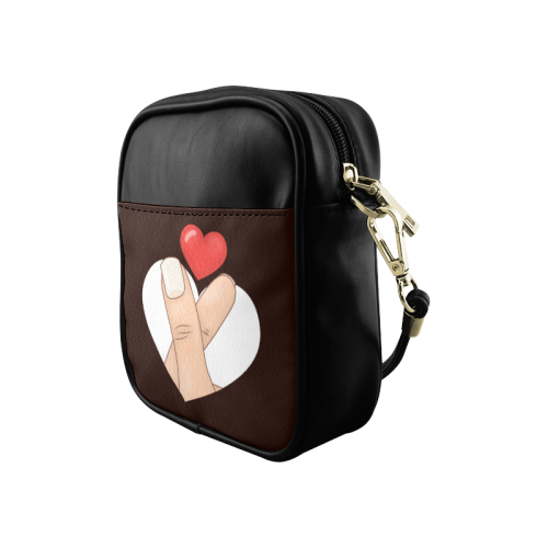 Hand and Finger Heart / Brown Sling Bag (Model 1627)