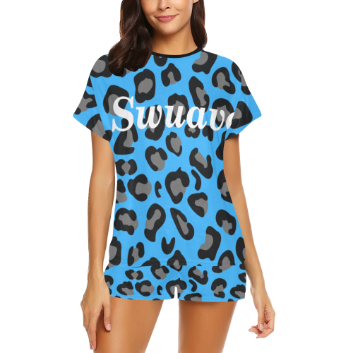 Sleeping Garments Cheetah Blue Women's Short Pajama Set