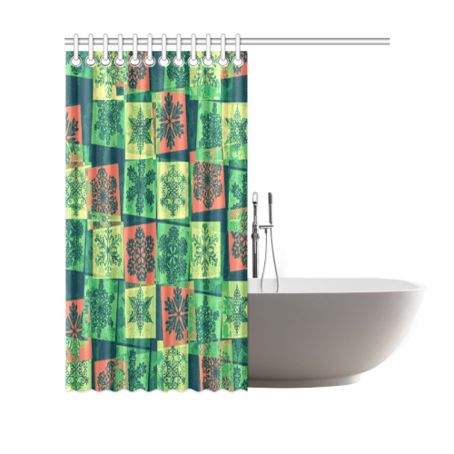 abstract snowflake squares Shower Curtain 69"x70"