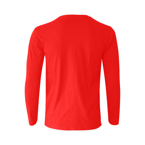 Basketball Lightning Bolt Red and Gold on  Red Sunny Men's T-shirt (long-sleeve) (Model T08)