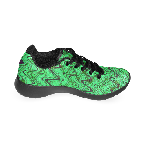 Green and Black Waves pattern design Men’s Running Shoes (Model 020)