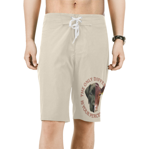 Vegan Cow and Dog Design with Slogan Men's All Over Print Board Shorts (Model L16)