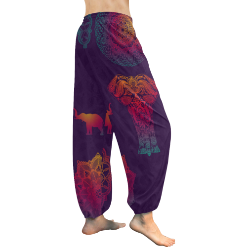 Colorful Elephant Mandala Women's All Over Print Harem Pants (Model L18)