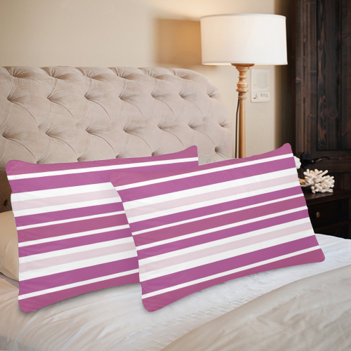 Plum Burgundy Stripes Custom Pillow Case 20"x 30" (One Side) (Set of 2)