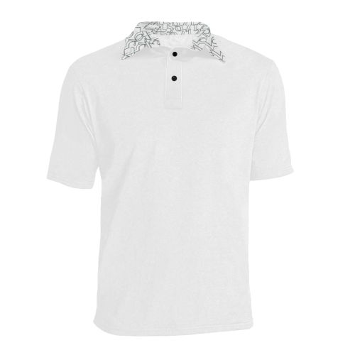 NUMBERS Collection 1234567 Collar White/Outline Men's All Over Print Polo Shirt (Model T55)
