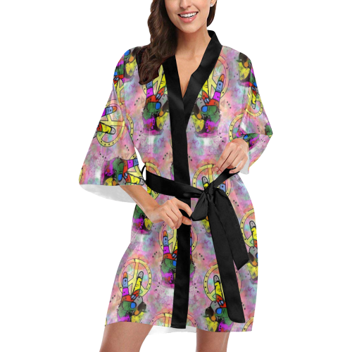 Peace by Nico Bielow Kimono Robe