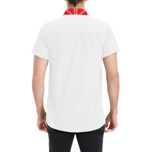 Bandana Squares Pattern on White Men's All Over Print Short Sleeve Shirt/Large Size (Model T53)