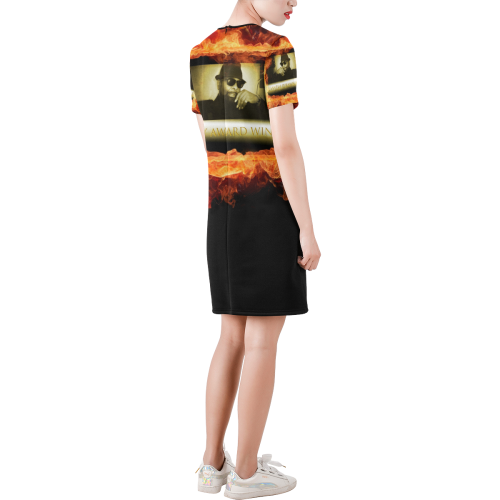 Grammy Winner William Bell On Fire Short-Sleeve Round Neck A-Line Dress (Model D47)