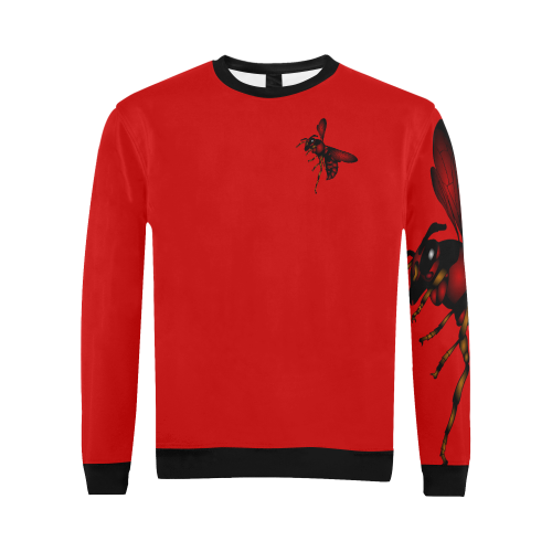 Red Metal Hornet All Over Print Crewneck Sweatshirt for Men (Model H18)