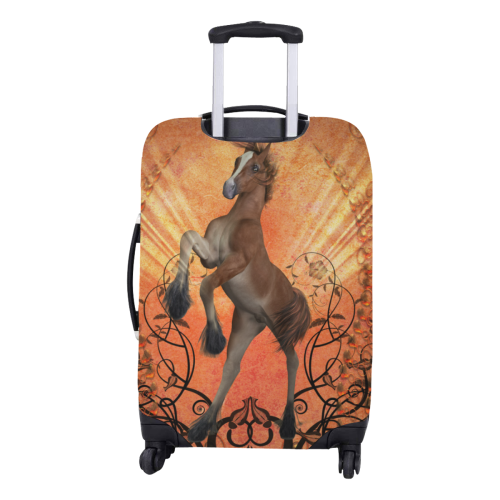 Awesome, cute foal with floral elements Luggage Cover/Medium 22"-25"